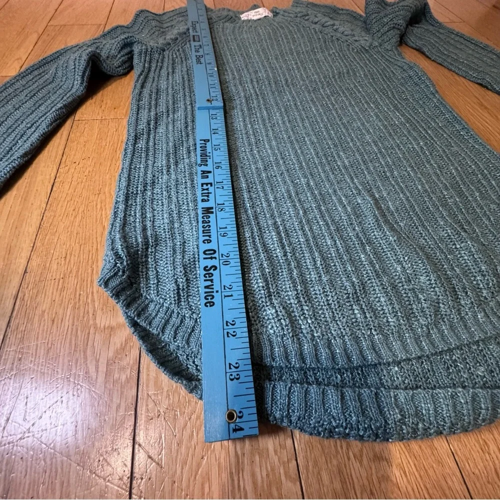 Pink Republic Teal Cable-Stitch Crewneck Sweater XS